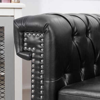 Classic Black Leather Accent Chair