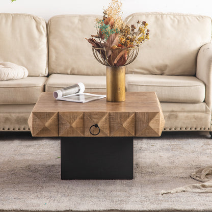 32" Three-dimensional Square Retro Coffee Table