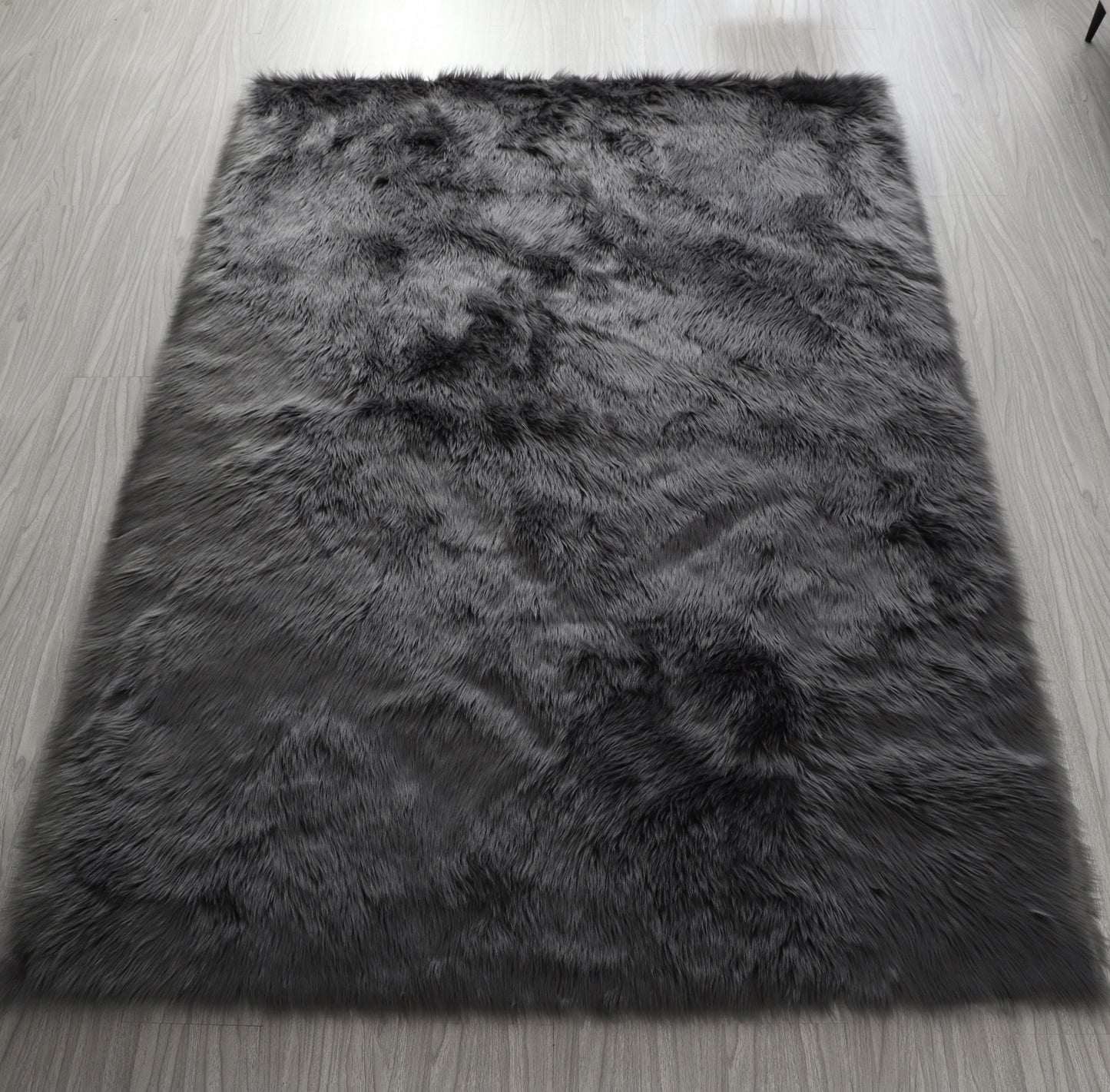 Ultra Soft Fluffy Faux Fur Area Rug 7X5 (gray)