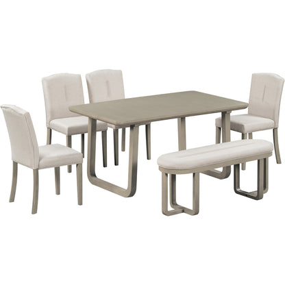 Ofir Beige 6 Piece Dining Table Set