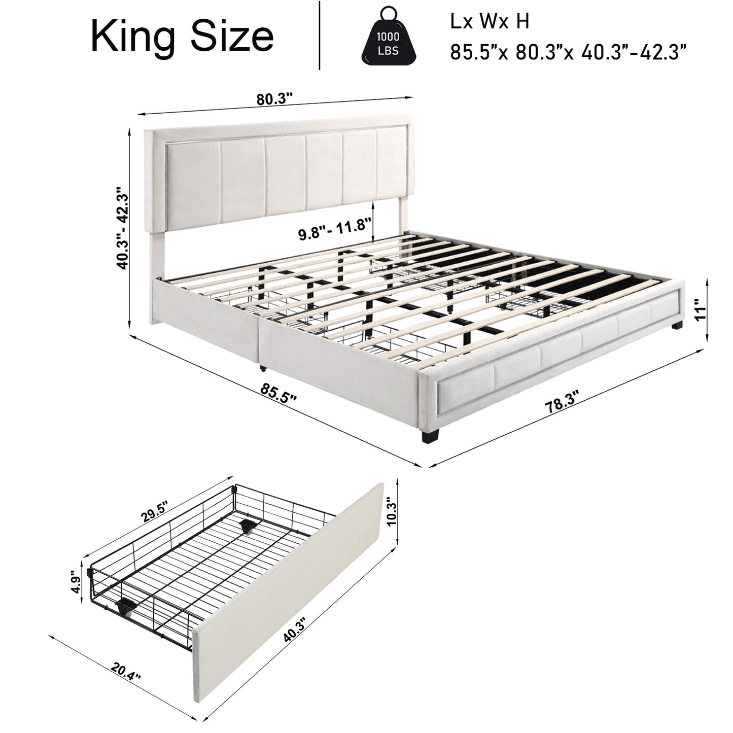 Kiera E. King Bed (beige)