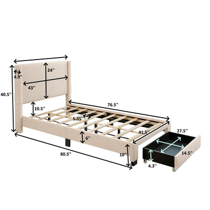 Boucle Footboard Storage Bed (beige)