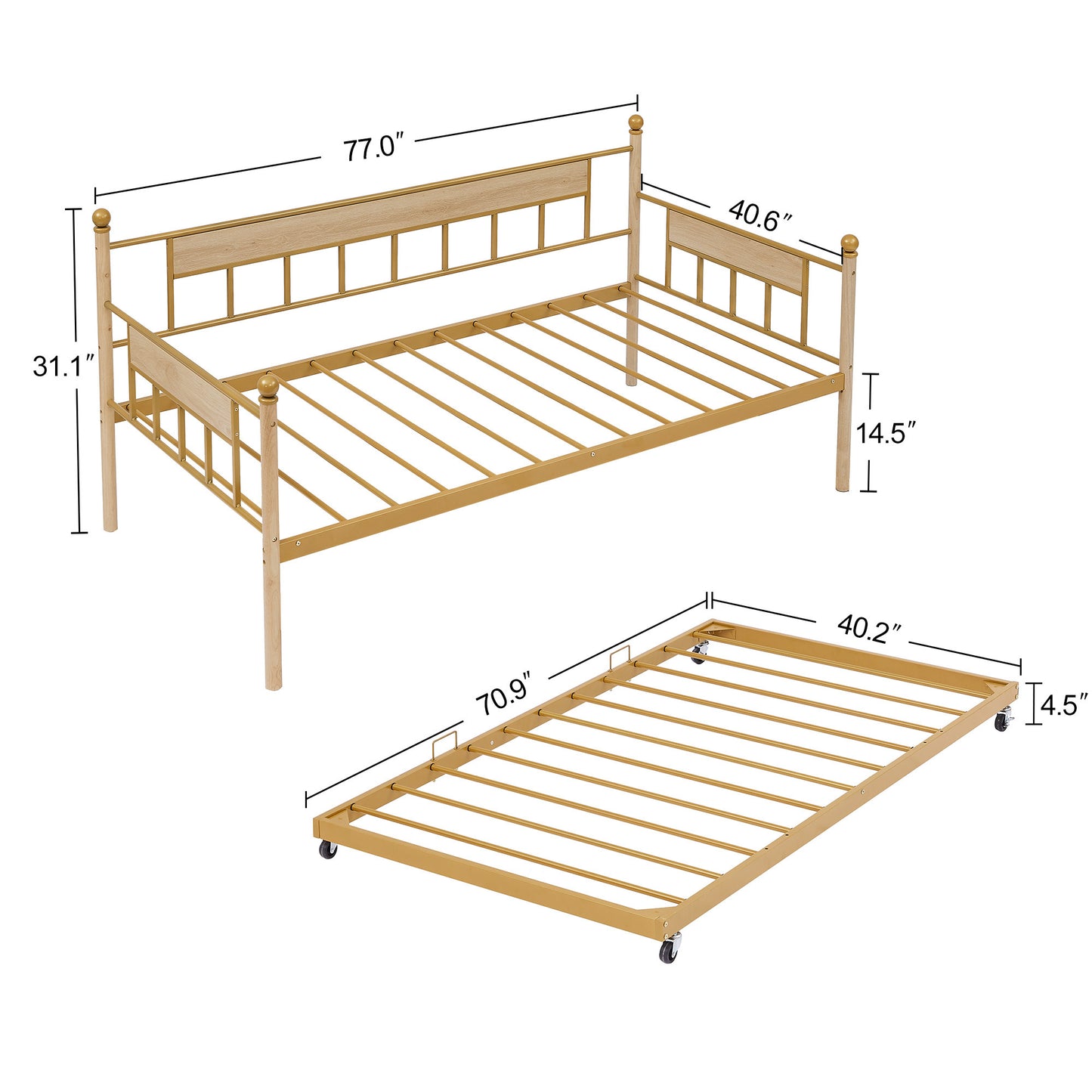 Ameen Golden Daybed with Trundle (twin)