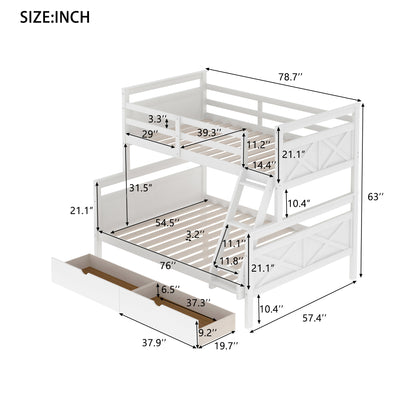 White X Twin over Full Bunk Bed with Storage