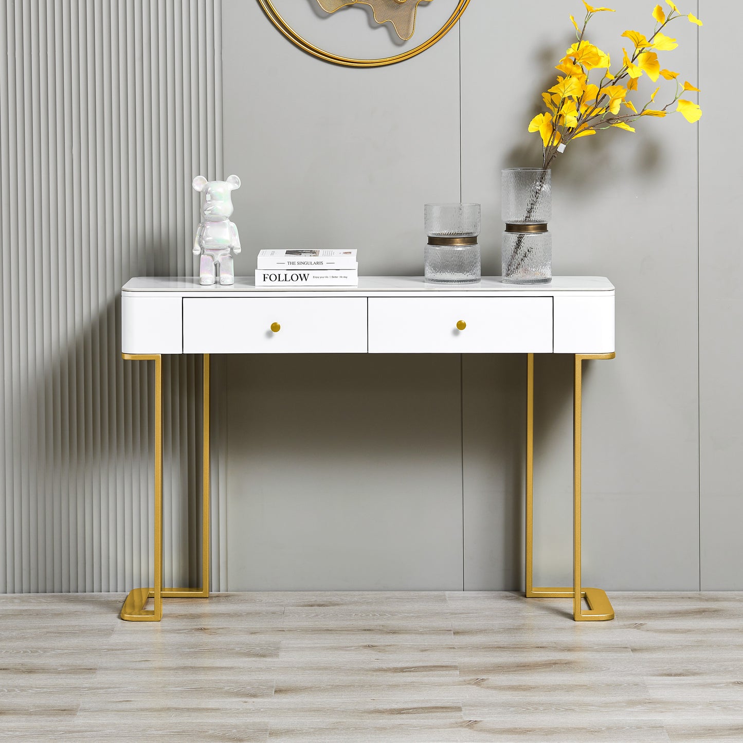 47" Stone Console Table (gold)