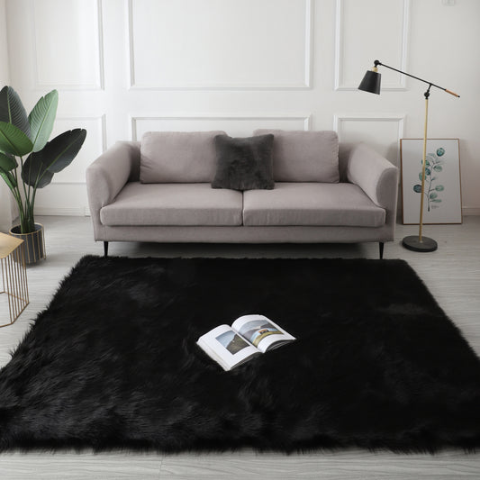 Ultra Soft Fluffy Faux Fur Area Rug 7X5 (black)