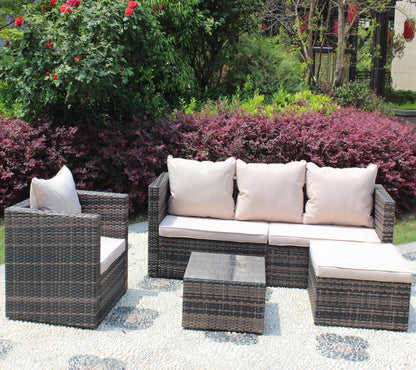 4 Piece Rattan Outdoor Seating Set