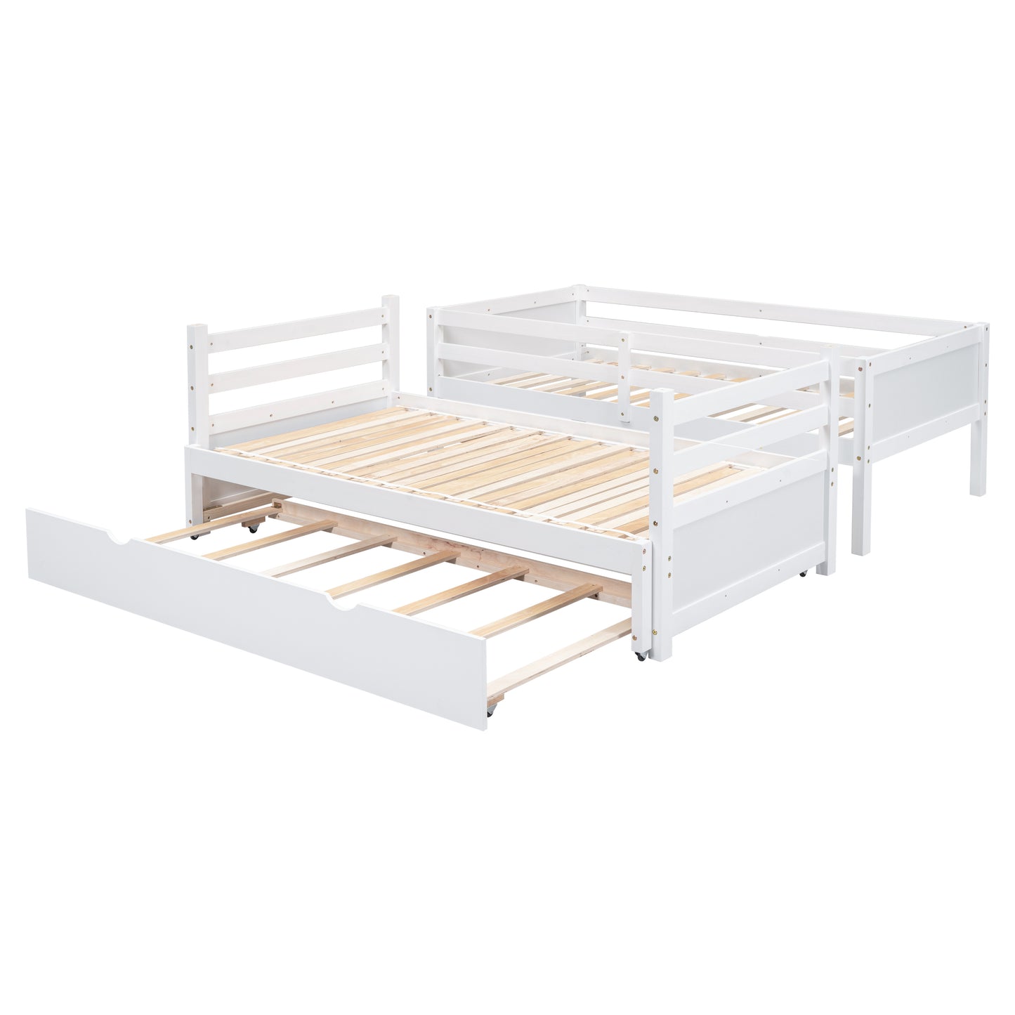 White Twin over Pull-out Bunk Bed with Trundle, White