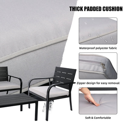 4 Pieces Outdoor Seating Set (black)