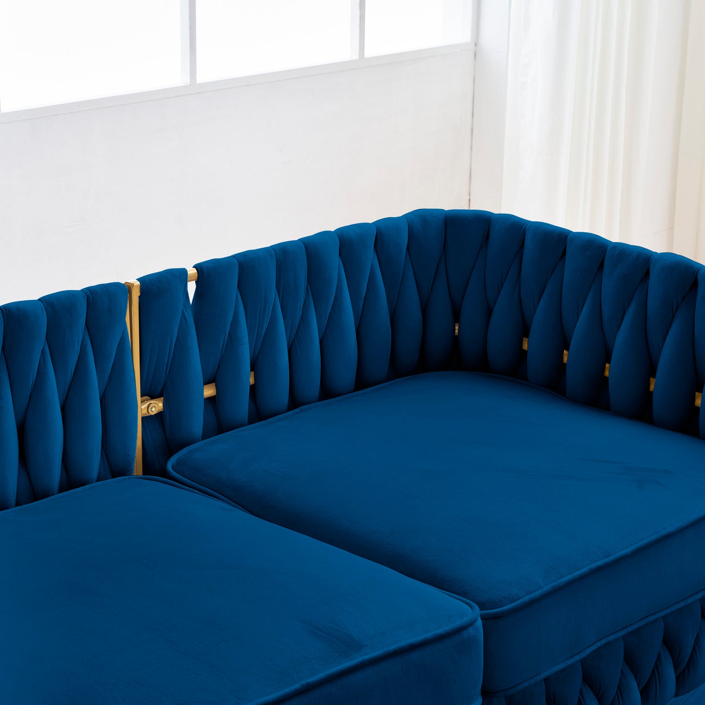 Denny Blue Velvet 2 Piece Sofa and Love Seat