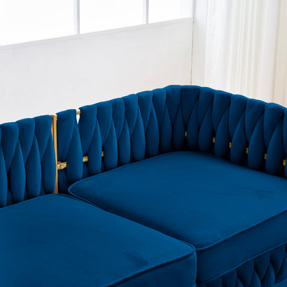 Denny Blue Velvet 2 Piece Sofa and Love Seat