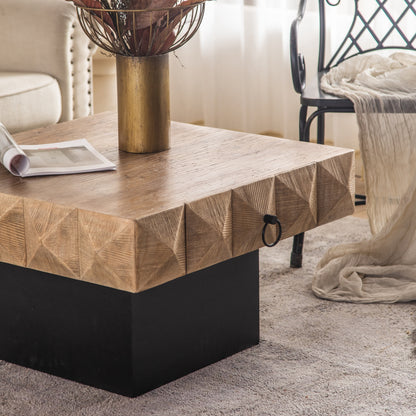 32" Three-dimensional Square Retro Coffee Table