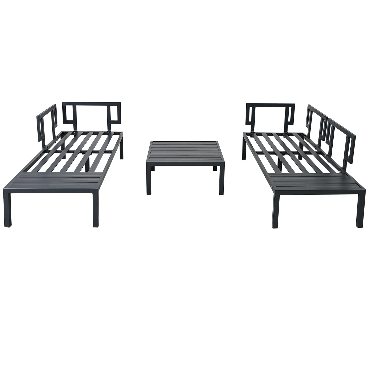 Outdoor 3 Piece Aluminum Alloy Sectional Sofa Set (gray)