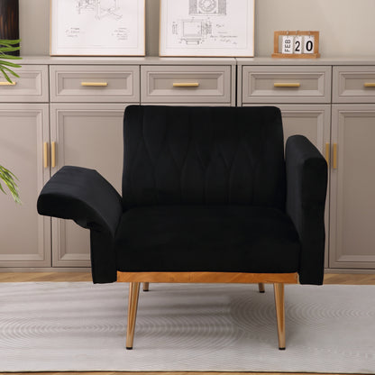 Sandra Black Adjustable Accent Chair with Ottoman
