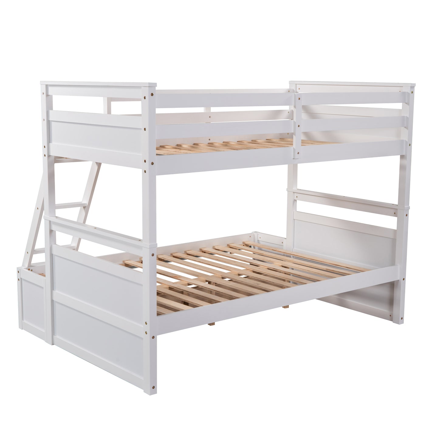 White Twin over Full Bunk Bed with Storage