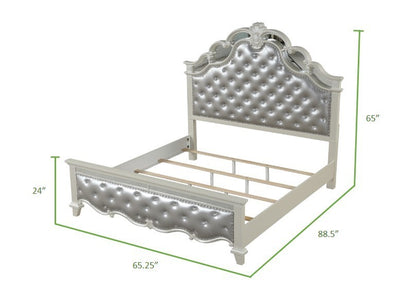Milan Tufted Queen Bed (white)