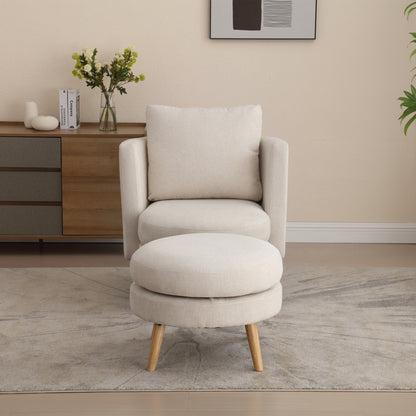 Benson Beige Accent Chair with Ottoman