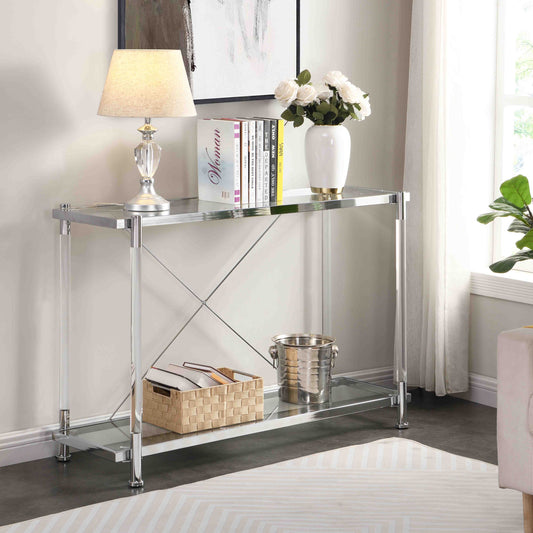 43" Chrome Acrylic Console Table