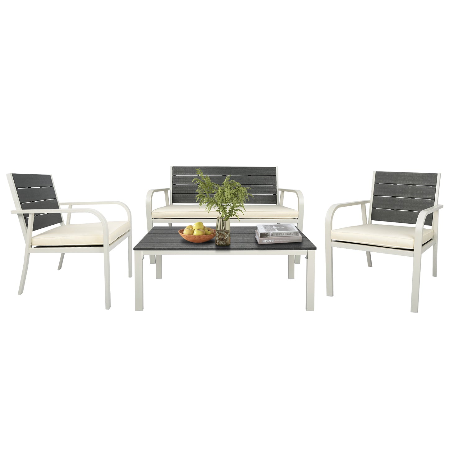 4 Pieces Outdoor Seating Set (white)