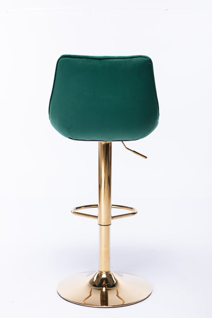 Diamond Adjustable Bar Stool Set of 2 (green/gold)