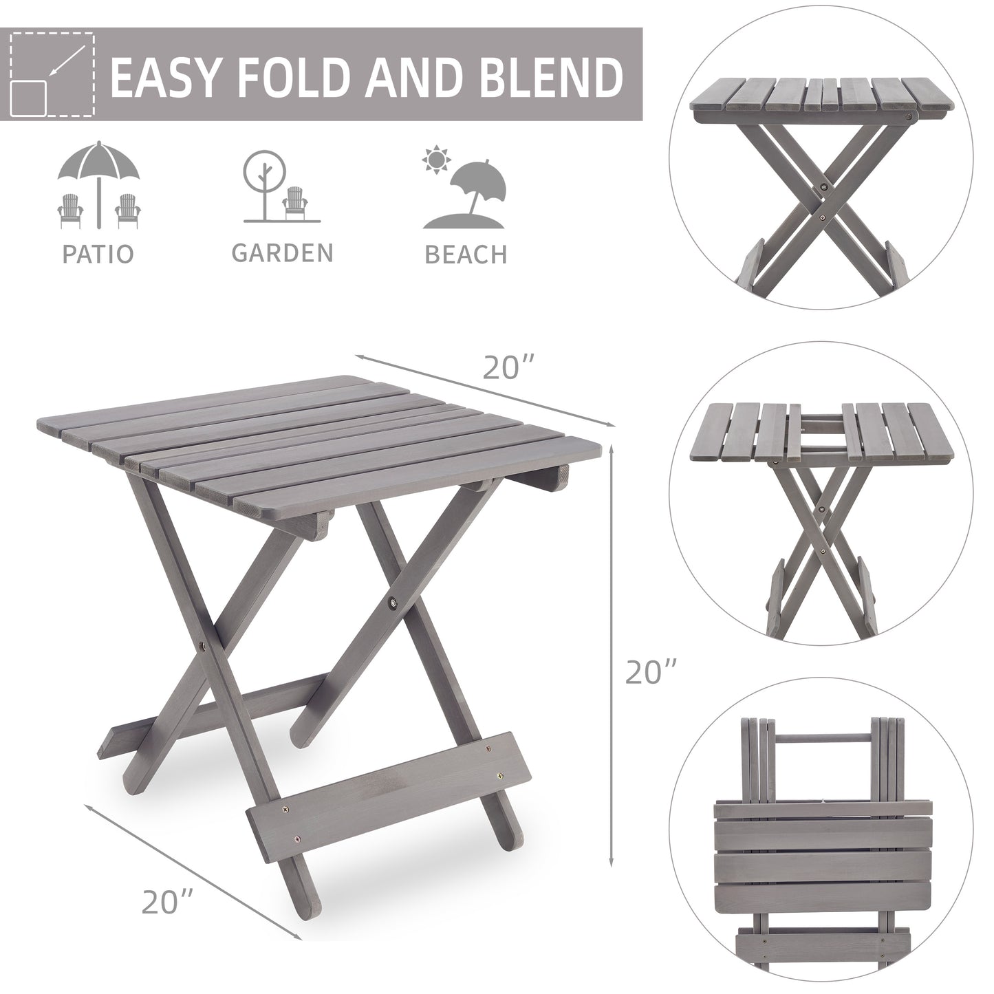 Outdoor Wooden Folding Table (gray)