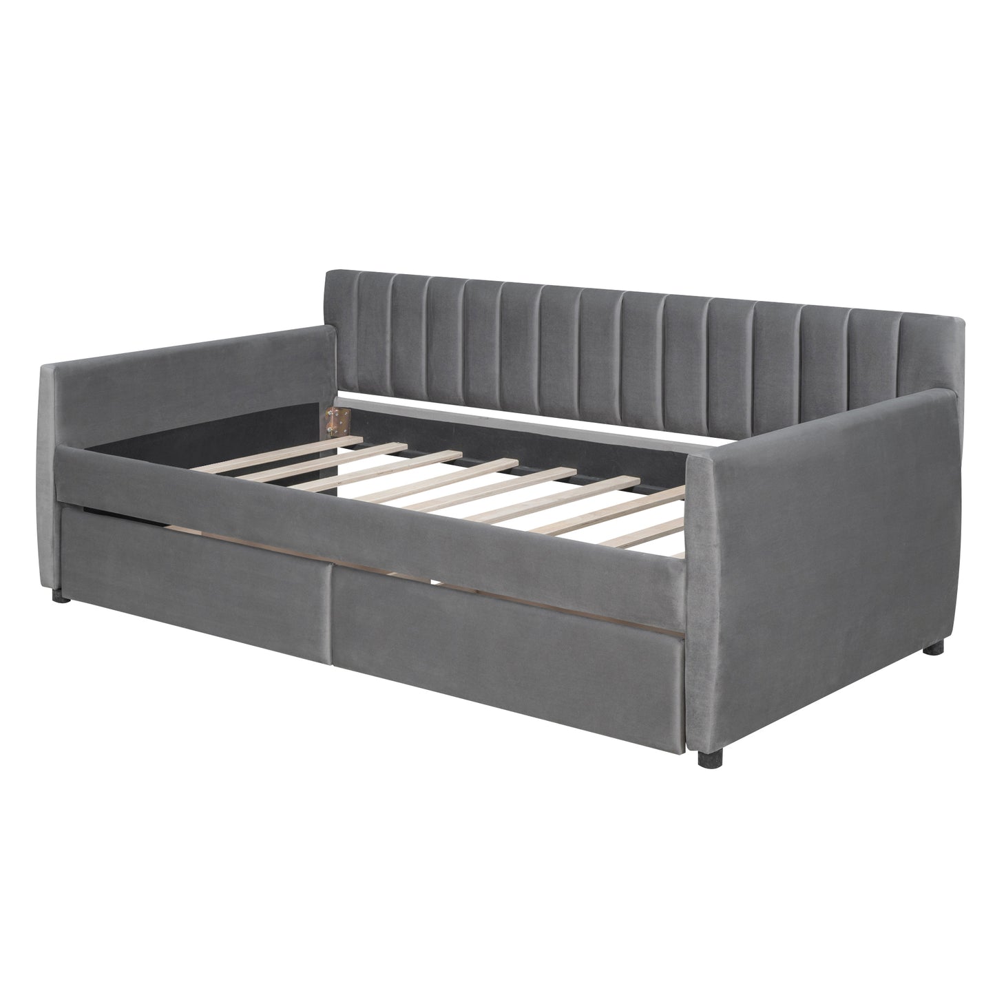 Vertical Lined Gray Daybed with Drawers (twin)