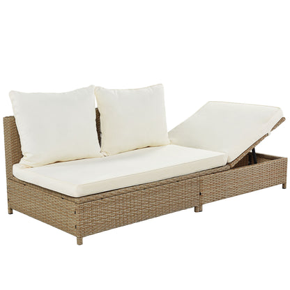 3-Piece Beige Rattan Sofa Set