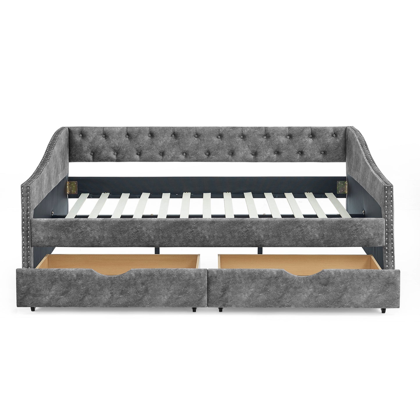 Button Dark Gray Daybed with Drawers (Full)