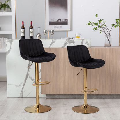 Wave Adjustable Bar Stools Set of 2 (black)