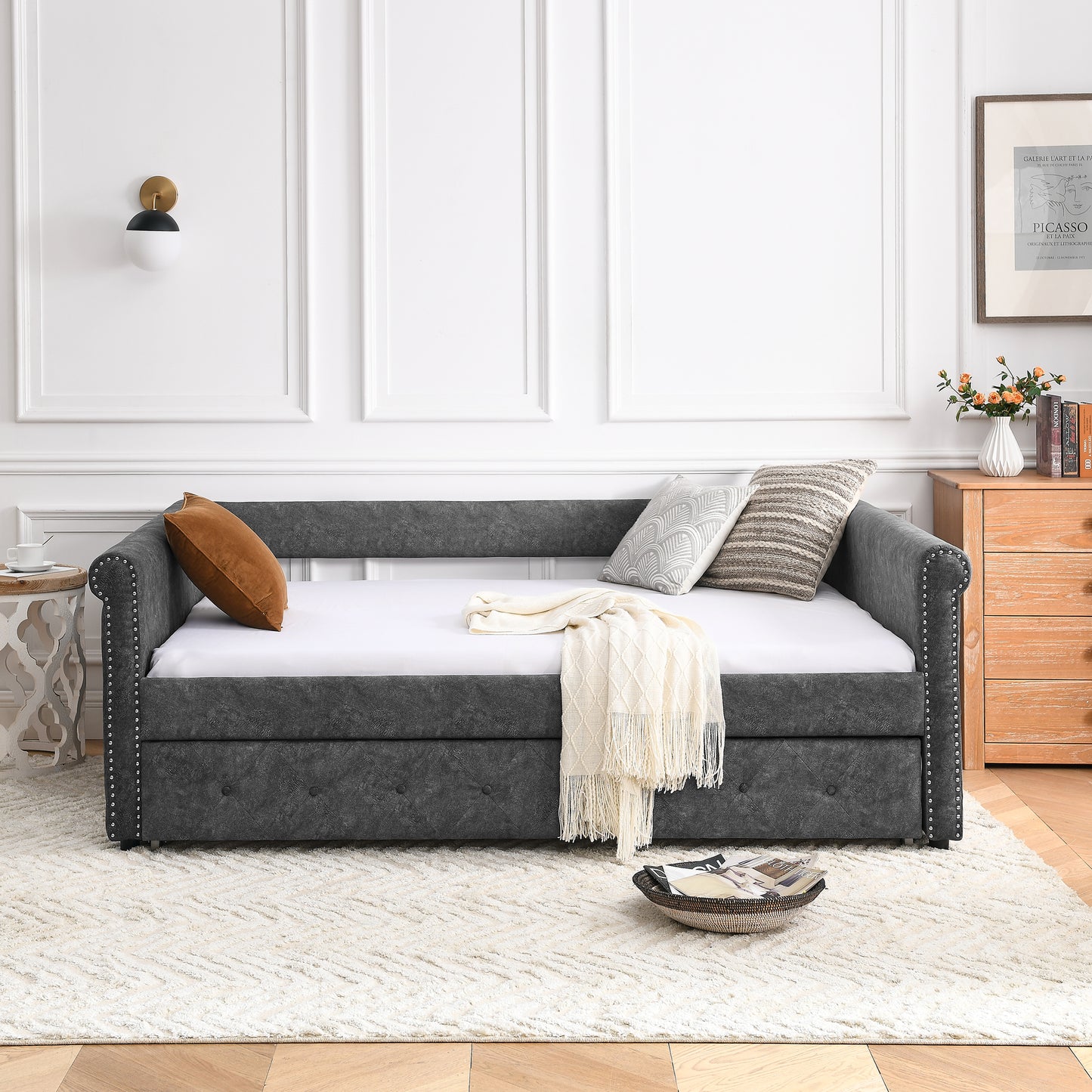 Cassia Dark Gray Daybed with Trundle (Full/twin)