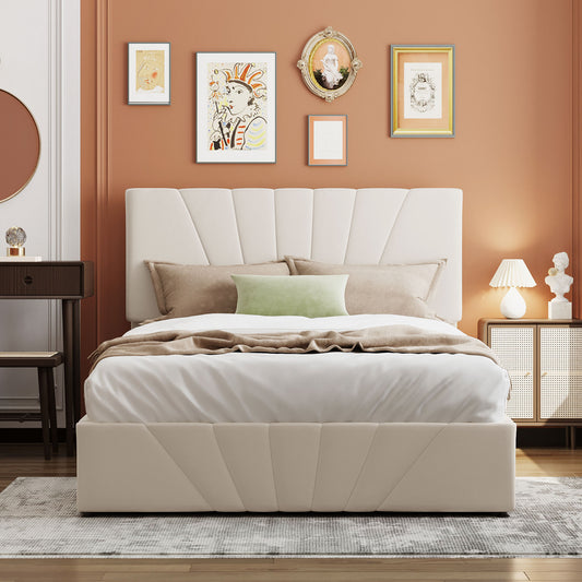 Sun Full Size Upholstered Platform Bed (beige)