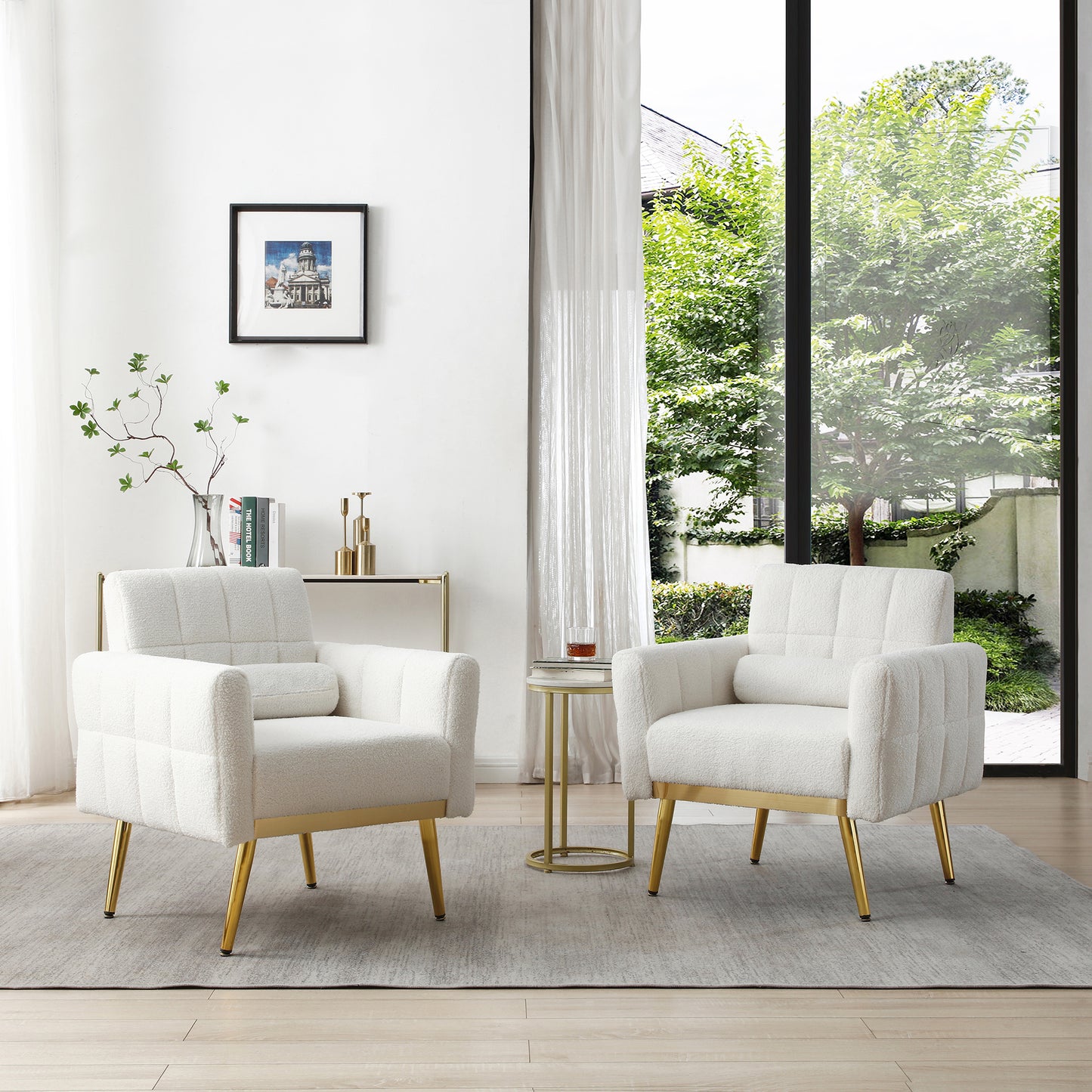 Modern Comfy Tufted White Teddy Accent Chair