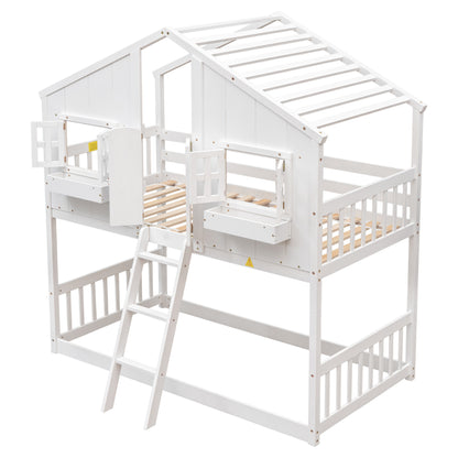 Club House White Twin over Twin Bunk Bed