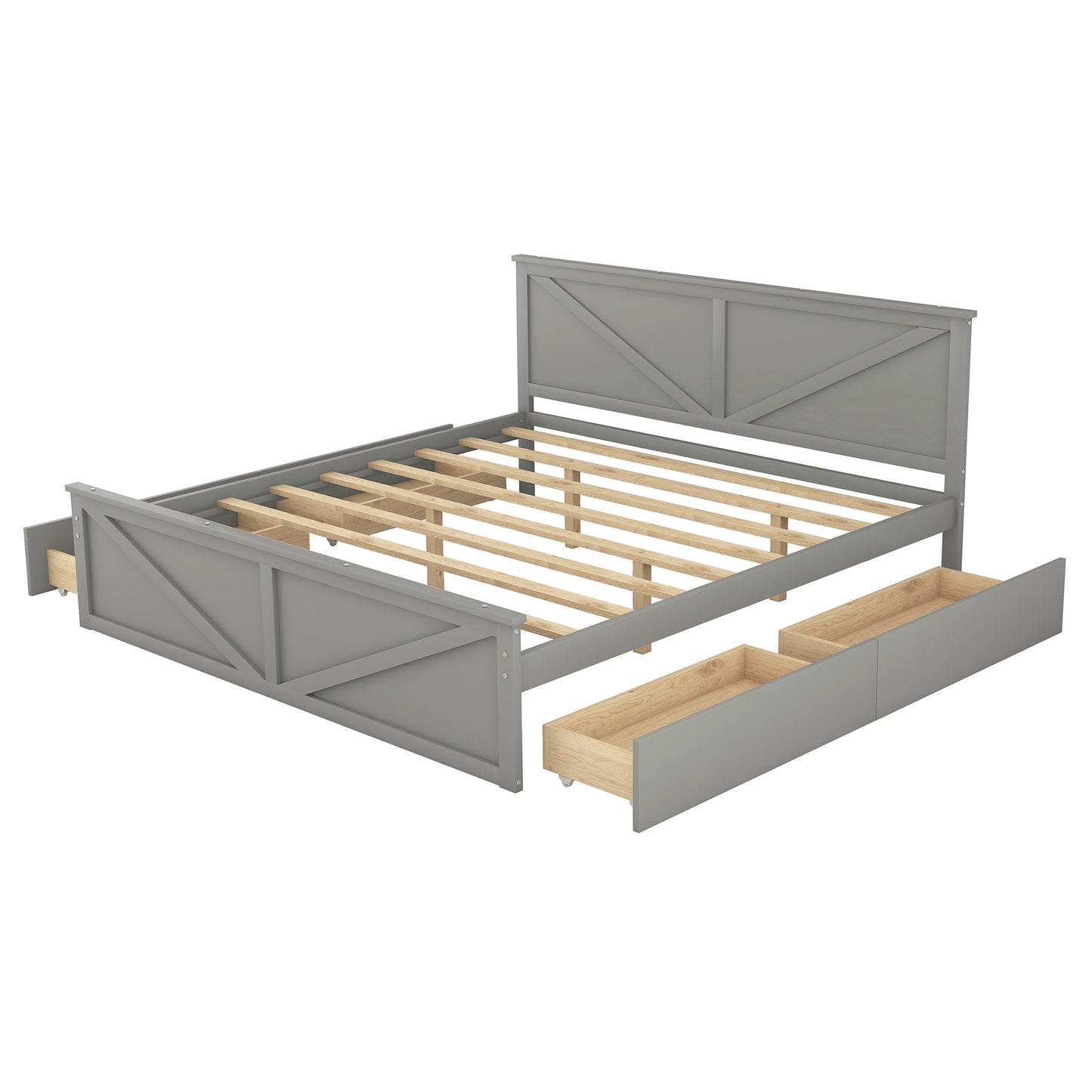 Farm Storage King Bed (gray)
