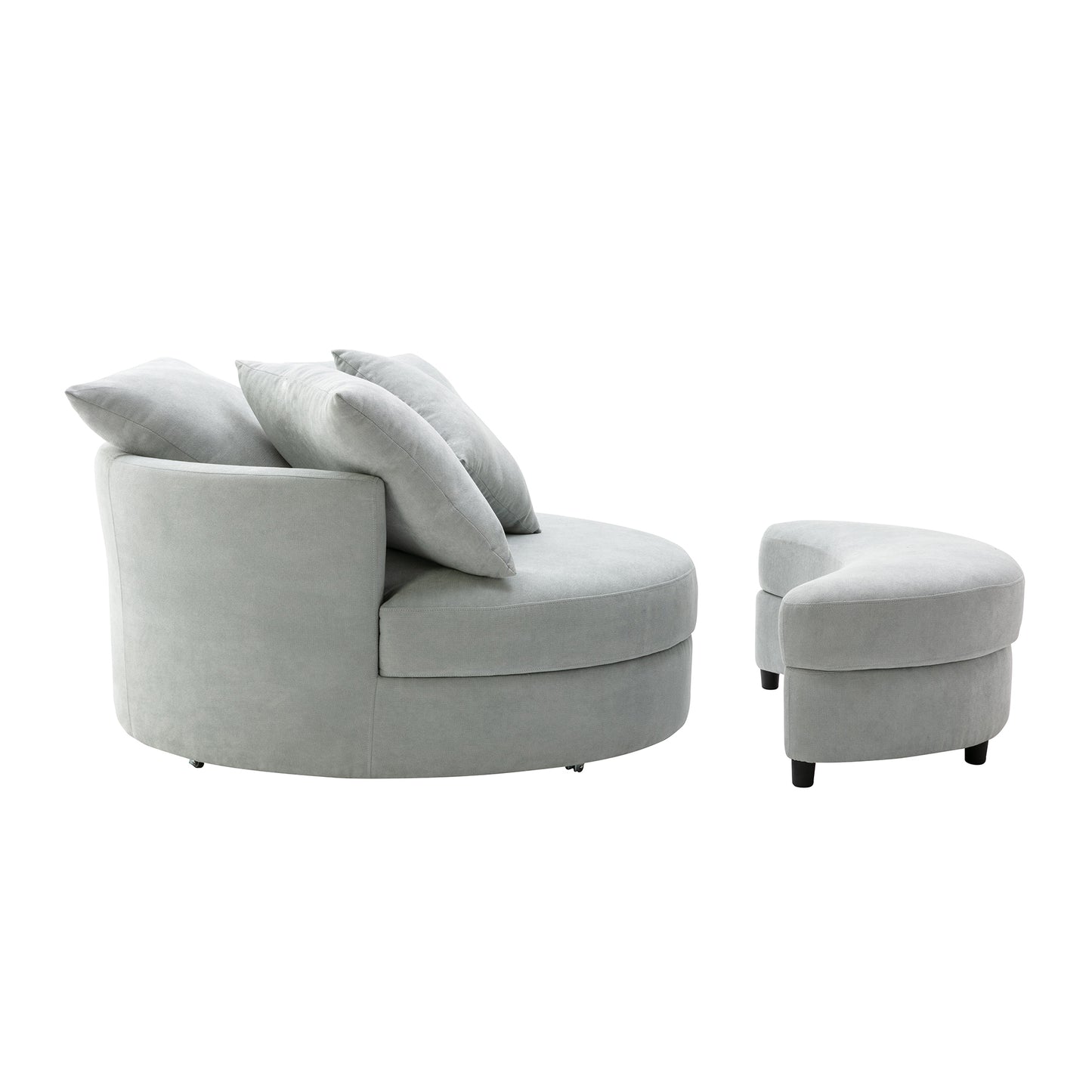 Moon Gray Swivel Accent Chair with Ottoman