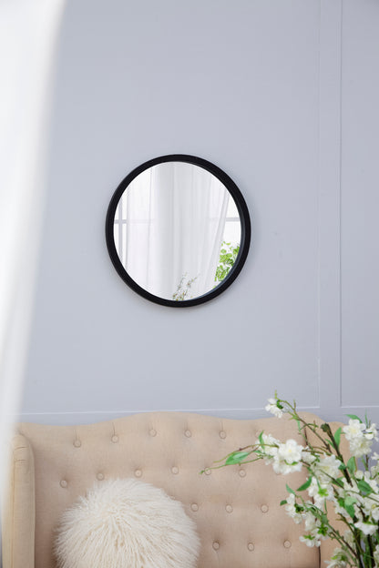 20" x 20" Circle Wall Mirror with Black Wooden Frame