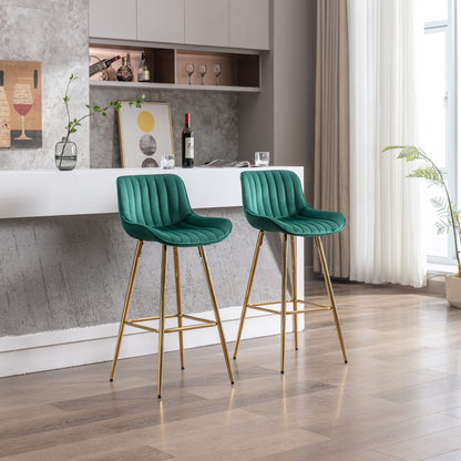 30" Set of 2 Bar Stools (green/gold)