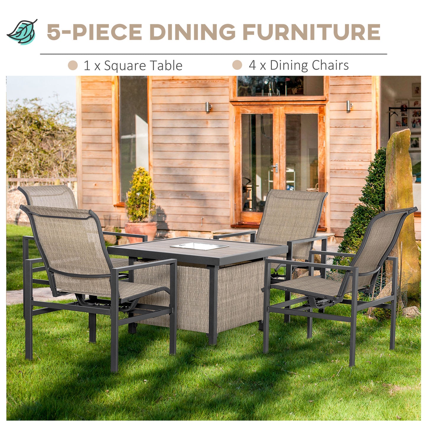 Outsunny 5 Piece Outdoor Seating Set with Ice Bucket
