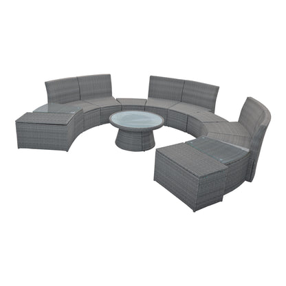 10-Piece Outdoor Sectional Half Round (light gray)