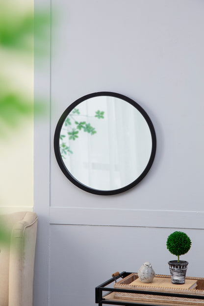 20" x 20" Circle Wall Mirror with Black Wooden Frame