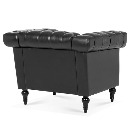 Classic Black Leather Accent Chair