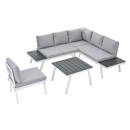 Industrial 5-Piece Aluminum Outdoor Seating Set (gray)