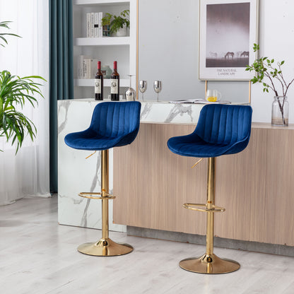 Wave Adjustable Bar Stools Set of 2 (navy)