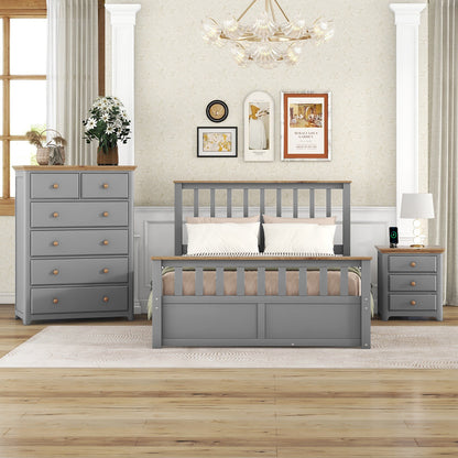 3 Piece Gray Bedroom Set Full Size Platform Bed