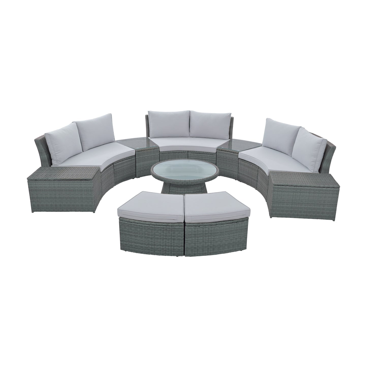 10-Piece Outdoor Sectional Half Round (light gray)