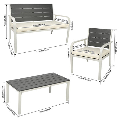 4 Pieces Outdoor Seating Set (white)