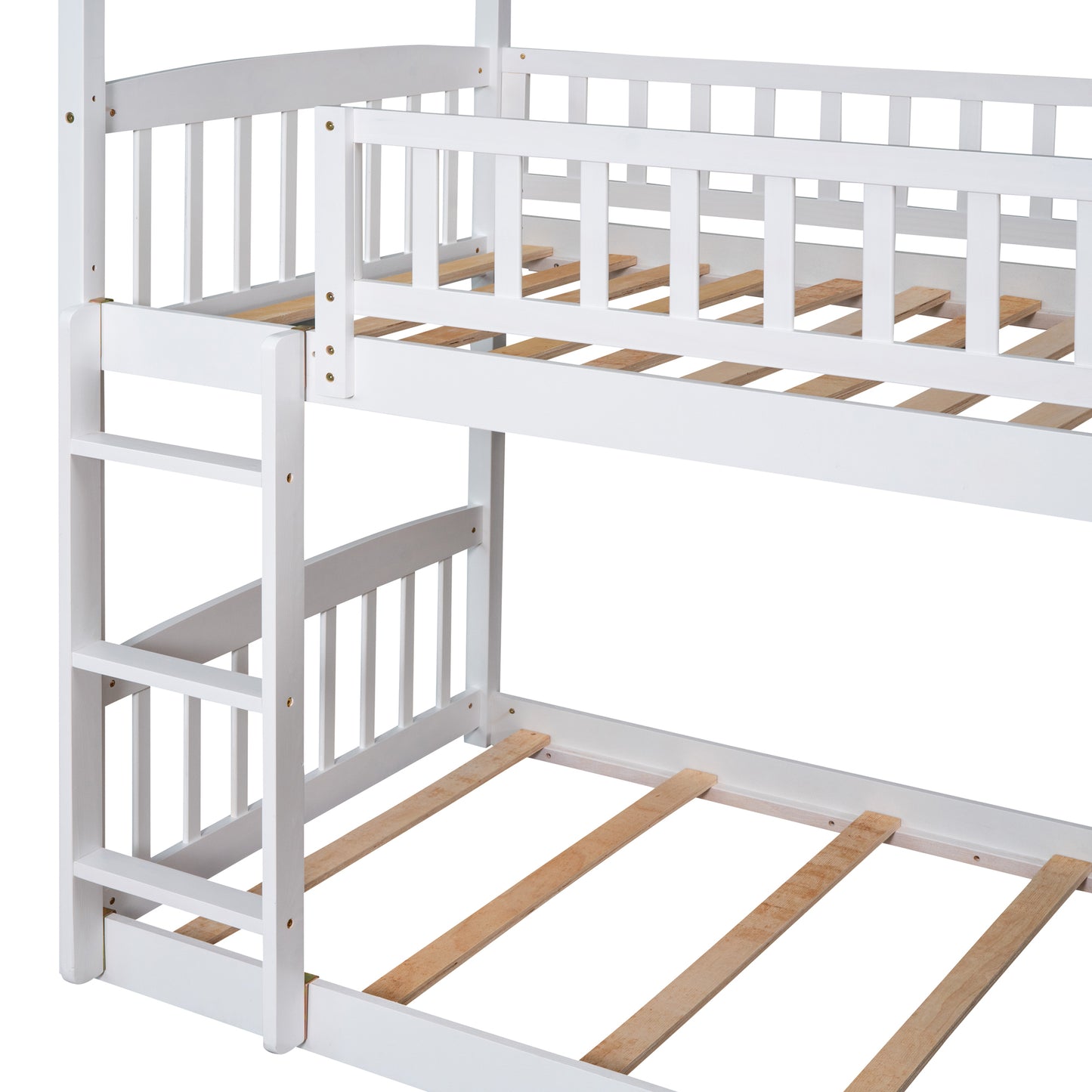 House White Twin Over Twin Bunk Bed with Slide