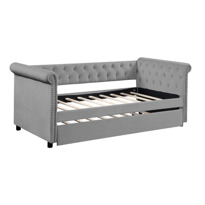 Button Gray Daybed with Trundle (twin/twin)