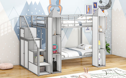 Castle Gray Twin over Twin Bunk Bed