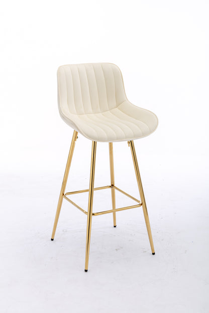 30" Set of 2 Bar Stools (cream/gold)